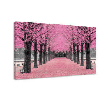 Pink trees forest hallway wall art canvas - TenStickers