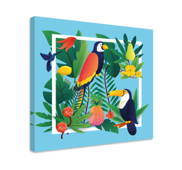Tropical birds with fruits bird canvas wall art - TenStickers