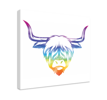 Rainbow highland cow animal canvas - TenStickers