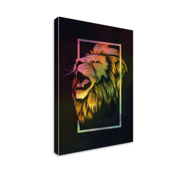 Painted colorful lion animal canvas - TenStickers