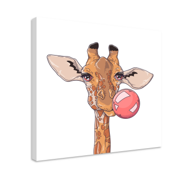 Giraffe with bubble gum animal canvas - TenStickers