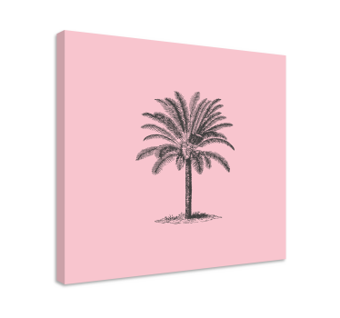 Pink palm tree design canvas pictures for dining room - TenStickers