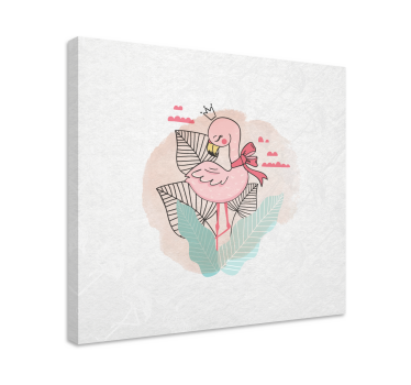 Animal canvas wall art flamingo with ribbon - TenStickers