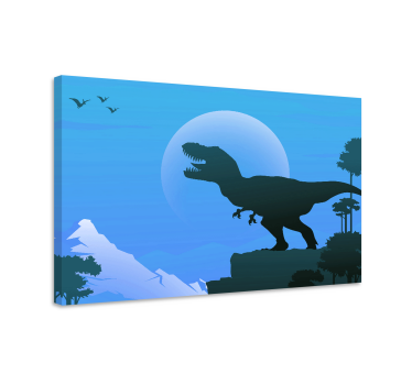 Angry T-rex roaring dinosaur framed canvas - TenStickers