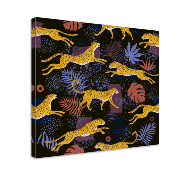 Dog wall art leaping yellow dogs - TenStickers