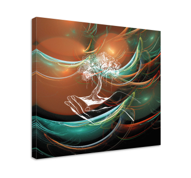 Tree canvas wall art hand holding tree - TenStickers