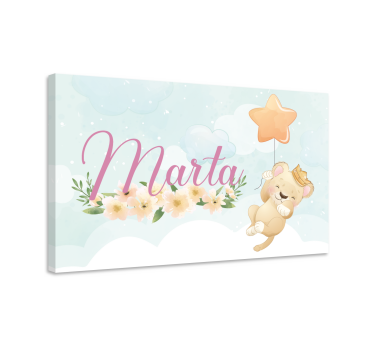 Cute lion for girl with name customisable canvas prints - TenStickers
