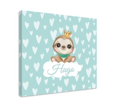 Cute sloth for boy with name customisable canvas prints - TenStickers