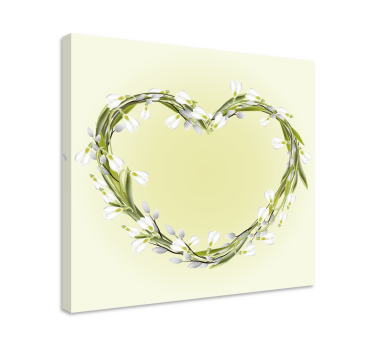 Cute snowdrops heart design floral canvas - TenStickers