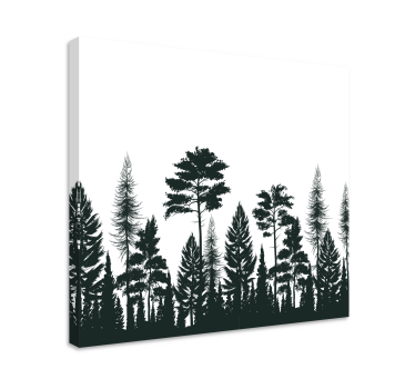 Pine trees silhouette Tree canvas print - TenStickers