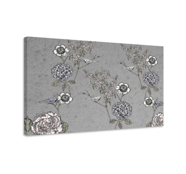 Grey vintage twigs with birds vintage wall prints - TenStickers