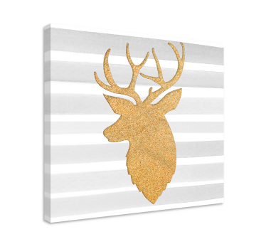 Golden reindeer festive canvas wall art - TenStickers