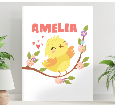 3d pictures wall art cheerful yellow bird - TenStickers