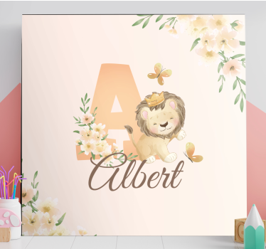 3d pictures wall art cute lion and flowers - TenStickers