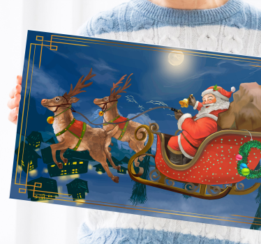 3d pictures wall art santa's merry sleigh - TenStickers