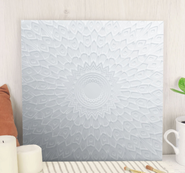 3D white mandala modern art prints on canvas - TenStickers