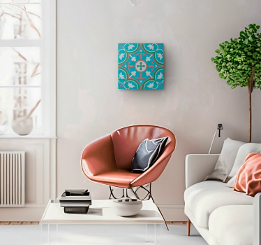 Blue hydraulic tile retro canvas - TenStickers