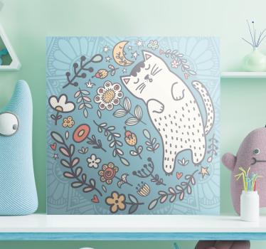 Adorable Cat mandala print wall art - TenStickers