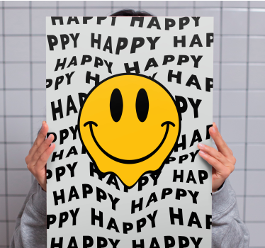 Big smiley happy face vintage wall prints - TenStickers