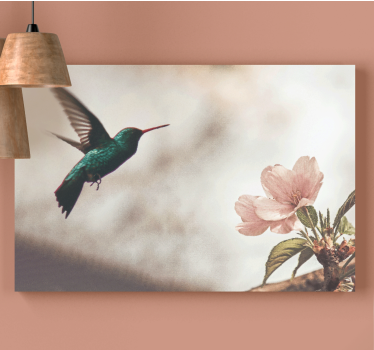 Bird canvas wall art hummingbird and blossoms - TenStickers
