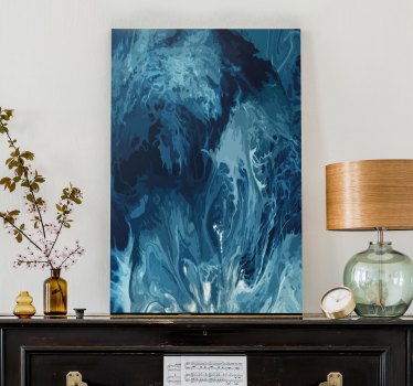 Blue tones watercolor waves abstract framed canvas - TenStickers