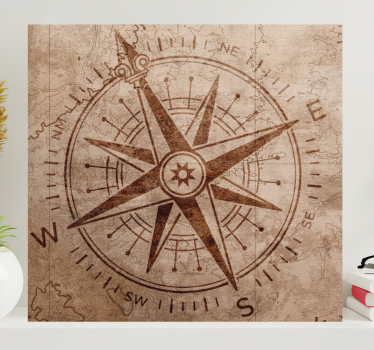 Brown old compass vintage wall prints - TenStickers