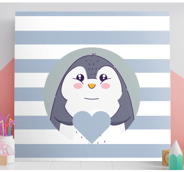 Cocktail canvas cute penguin hug - TenStickers