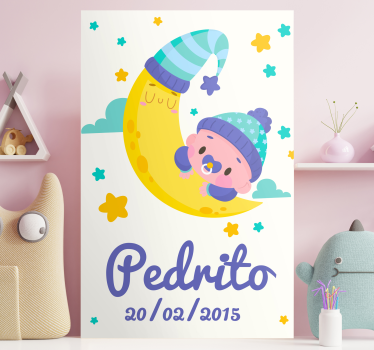 Cocktail canvas sleeping baby moon - TenStickers