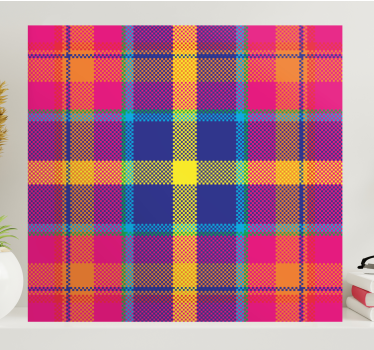 Colourful gingham pattern bedroom canvas - TenStickers