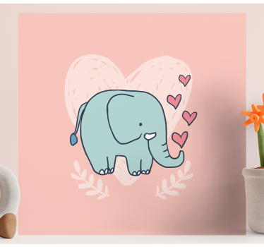 Cute elephant blowing hearts from snout wall pictures for nursery - TenStickers