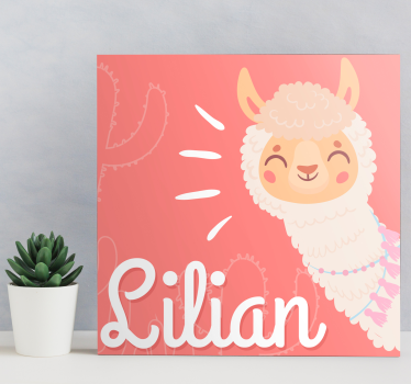 cute llama personalised customisable canvas prints - TenStickers