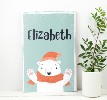 cute name with polar bear customisable canvas prints - TenStickers