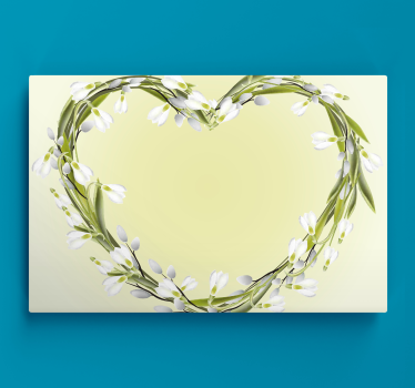 Cute snowdrops heart design floral canvas - TenStickers