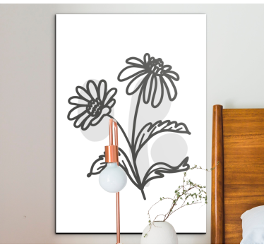 Delicate grey daisies plant canvas print - TenStickers