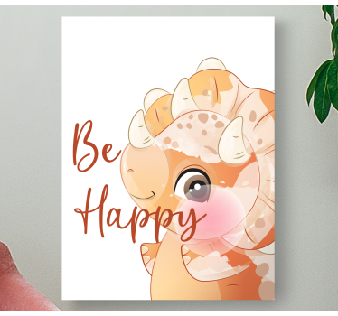 Dinosaur be happy nordic canvas art - TenStickers