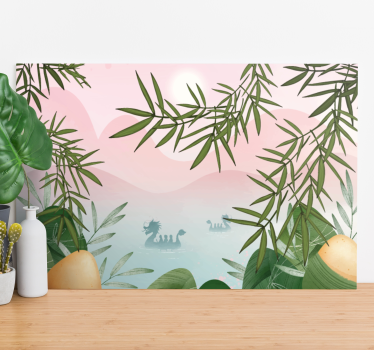 Dinosaur canvas wall art majestic lake creature - TenStickers