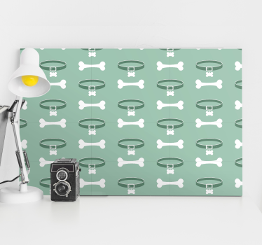 Dog wall art bone and collar design - TenStickers