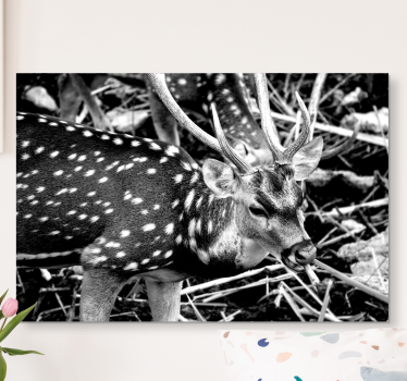 Elegant gray scale portrait stag canvas - TenStickers