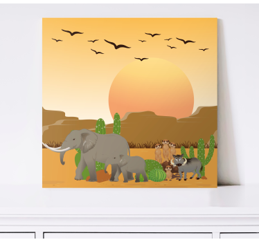 Elephant wallart desert safari artwork - TenStickers