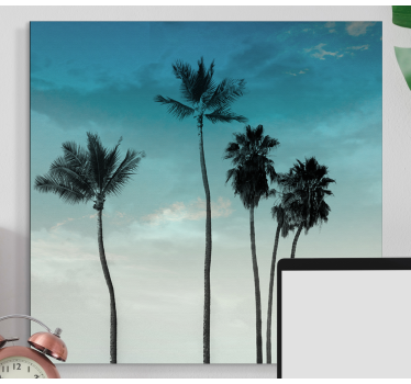 Five long palm trees design wall prints for living room - TenStickers