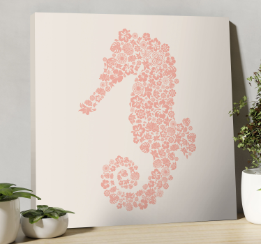 Floral Sea Horse fish canvas art - TenStickers