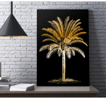 Gold palm tree canvas pictures for dining room - TenStickers