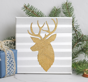 Golden reindeer festive canvas wall art - TenStickers