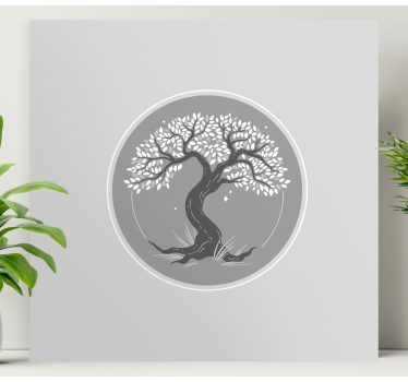 Grey with white Tree canvas print - TenStickers