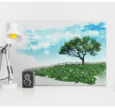 Lone green tree tree canvas wall art - TenStickers