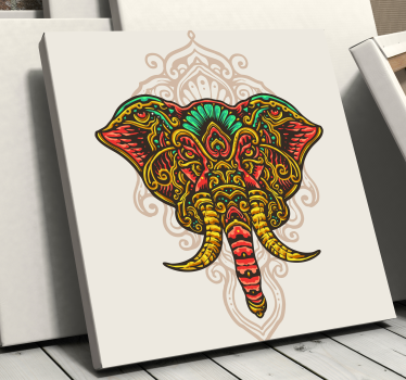 Multicolor Indian mandala elephant canvas art - TenStickers