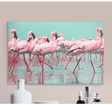 Nice Flamingos walking design Hall canvas prints - TenStickers