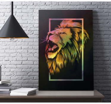 Painted colorful lion animal canvas - TenStickers
