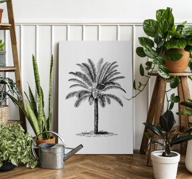Palm tree ink silhouette tree canvas print - TenStickers