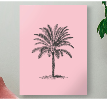 Pink palm tree design canvas pictures for dining room - TenStickers